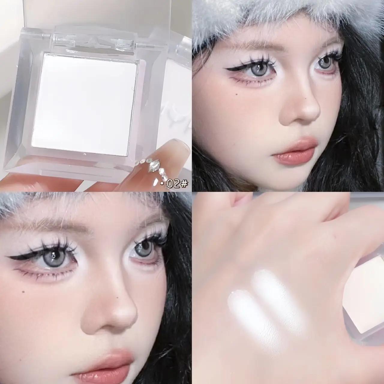 Punk Smoky Oogschaduw Palet Heldere Matte Wit Beige Oogschaduw Basis Geperst Pigment Langdurig Glans Zwart Make-up Palet