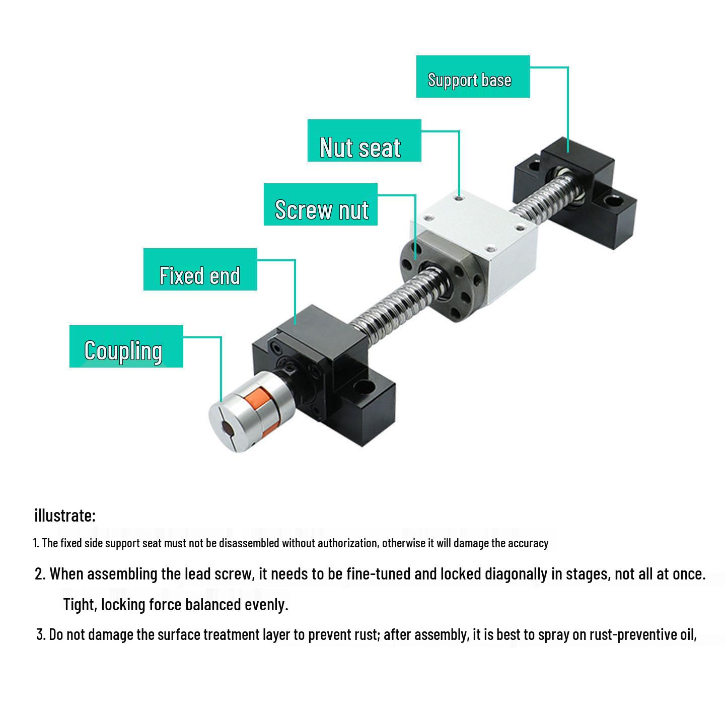 

Precision Ball Screw Support Seat Accessory - Square BK10 BF10, Lead Screw Bearing Seat C7 C5 Accuracy BF10
