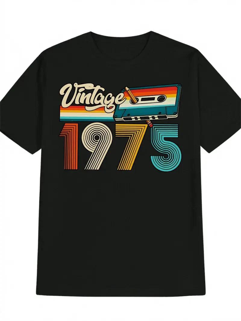 Men S Vintage 1975 Graphic T-Shirt - Retro 80s 90s Nostalgia Tee with Bold Vint XL