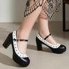 Fashion Elegant High Heels Pumps Lolitas Mary Janes Shoes Blue Pink Black Women's Heeled Party Office Wedding Shoes Large Size 45