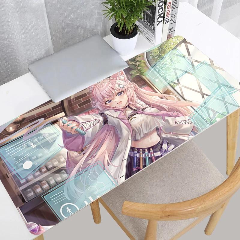 Gaming Mouse Pad Large Desk Mat Antislip Base Stitched Edges Cute Twin Anime Girls Print for Gaming  Office Desk Use