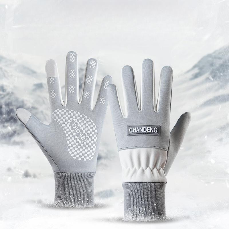 Autumn and Winter Fleece Touch Screen Full Finger Gloves for Women Are Fashionable  Warm  Cold Proof and Windproof Cycling Outdoor Sports Gloves