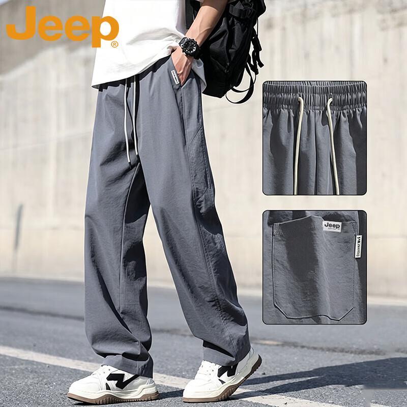 

JEEP Men s Summer Cool Casual Outdoor Straight-Leg Trousers L