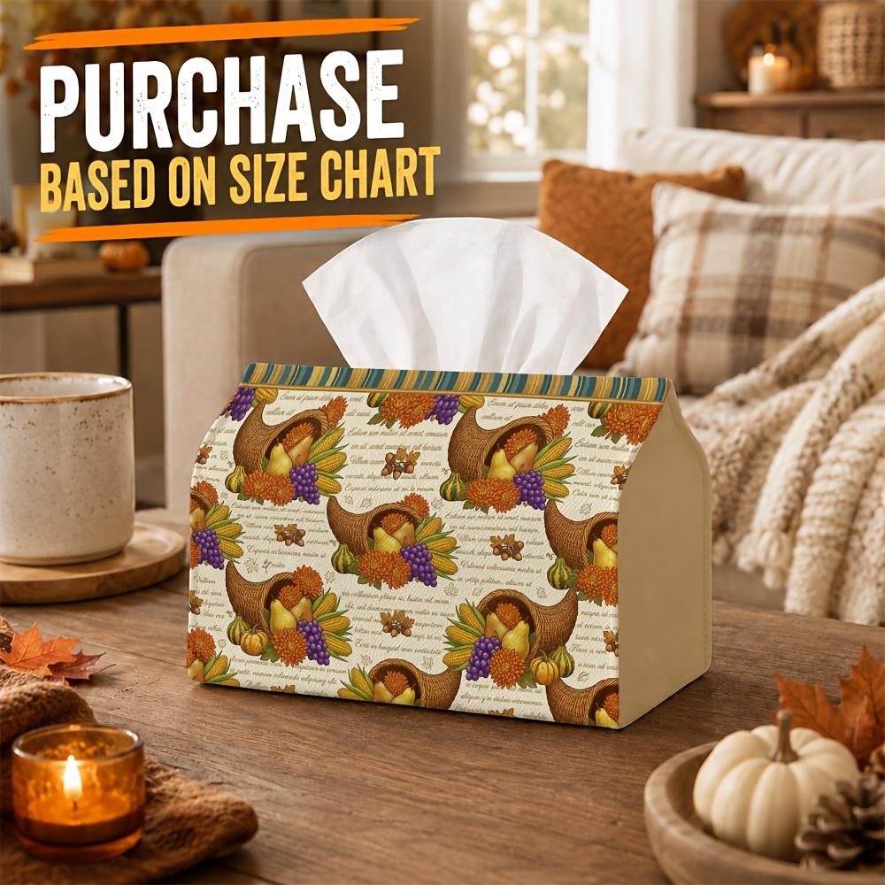 1pc Vintage Classical Harvest Tissue Box - Cornucopia Fruit Napkin Storage Box, Suitable for Rolls/Facial Tissues/Single Sheets, Two Sizes Available f
