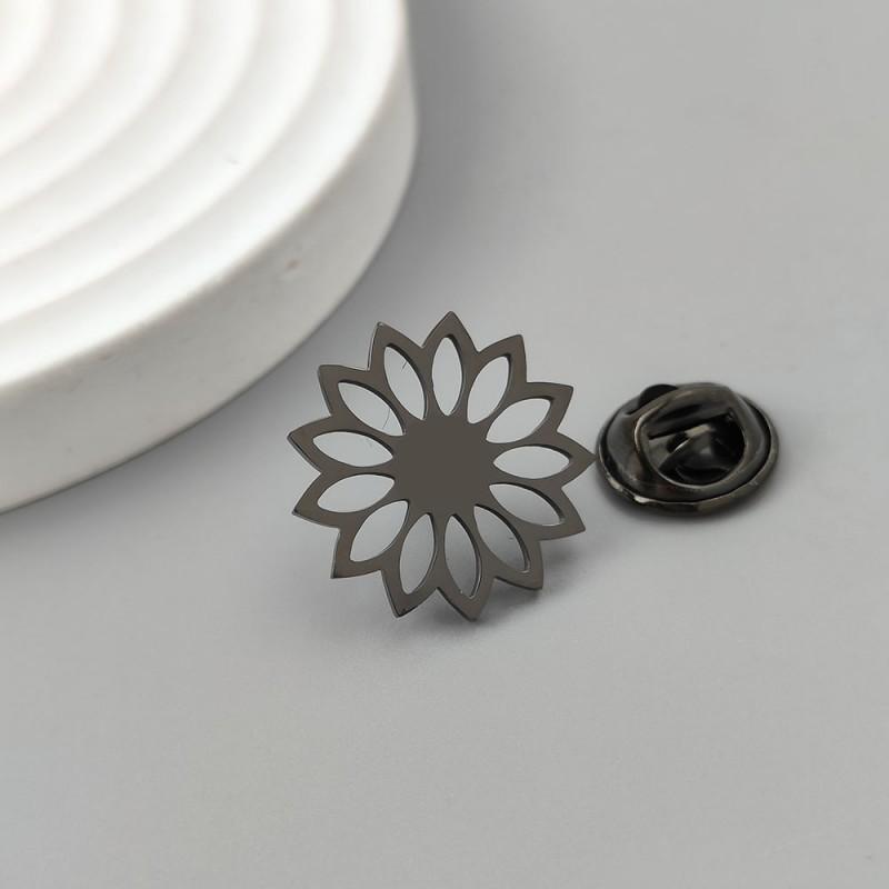 New Sunflower Brooch Stainless Steel Material Men s Shirt Cufflinks Accessories 18K