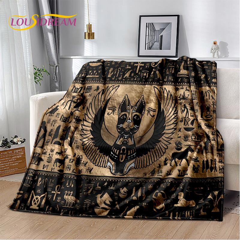 3D Ideographic Sign Symbols Ancient Egyptian Mythological Blanket,Soft Throw Blanket for Home Bedroom Bed Sofa Cover Blanket Kid