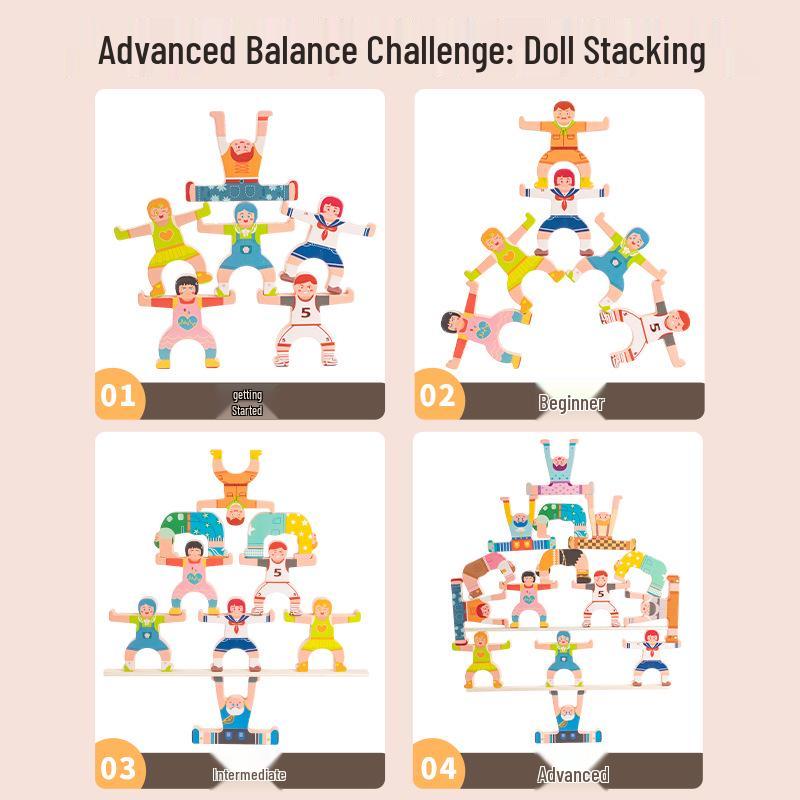 CE CPC Certified Children's Educational Wooden Hercules Balance Blocks: Parent-Child Early Education Stacking Toy.