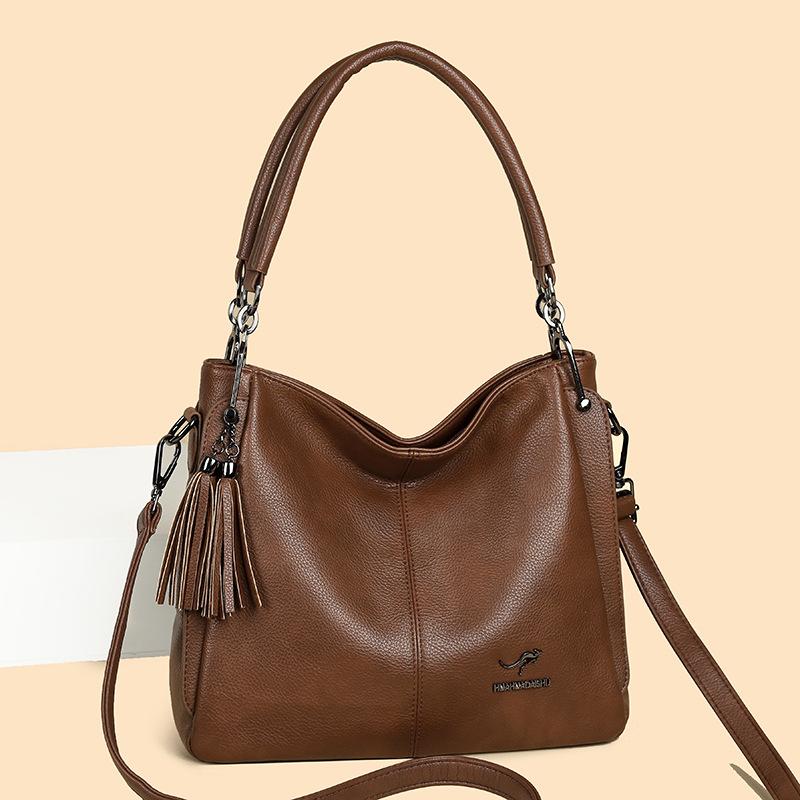 Hochwertige Damen Umhängetasche aus weichem Leder, Retro-Arbeitstasche, Schultertasche, Elegante Tasche mit großem Fassungsvermögen