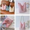 Solid Color Flower Tote Bag Large Capacity Cloth Shoulder Bag Portable Underarm Bag  Daily