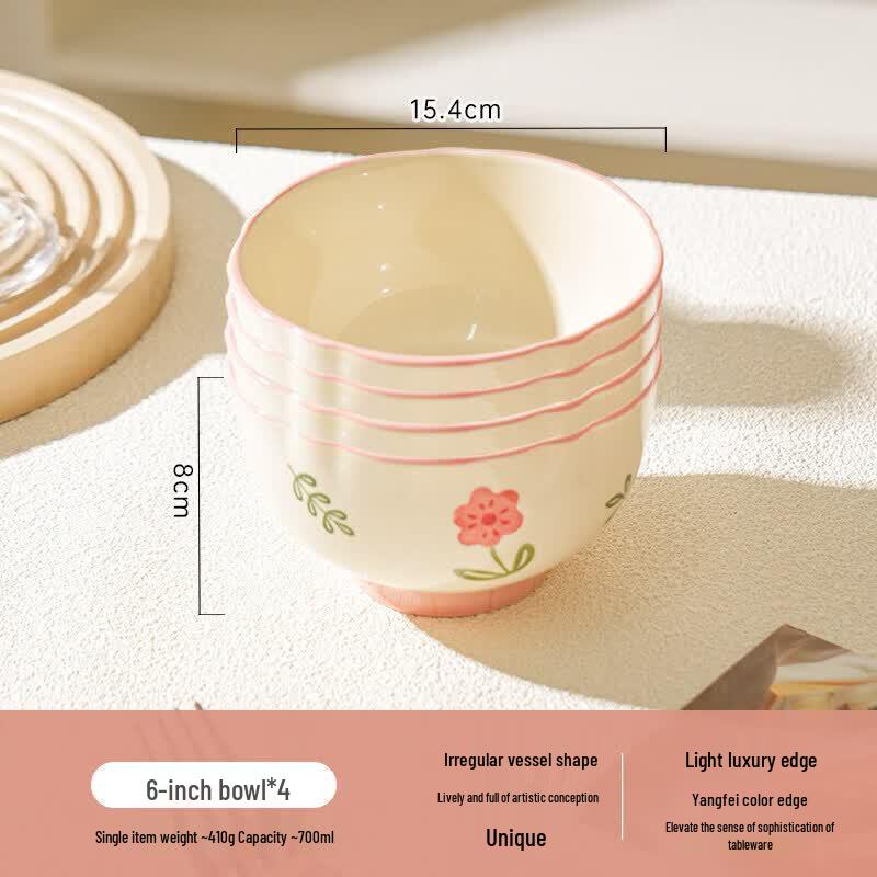 Qiwei Cream Style Ceramic Rice and Soup Bowl