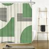 Geometric Green Shower Curtain: Embrace The Modern Design, Soft Fabric, And Trendy Vibes For Your Stylish Bathroom