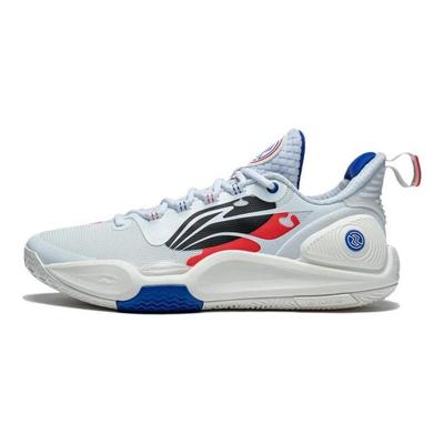 Li Ning Speed 9 Cushioning Slip Resistant Abrasion Resistant Low Top Basketball Shoes Men's White Red ABPT001-4