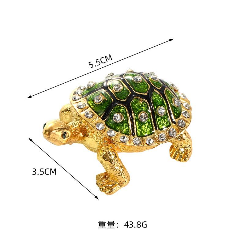 Hand Painted Enamel Turtle Trinket Box, Mini Ring Necklace Jewelry Organizer,  Figurine Collectible Keepsake Home Decor