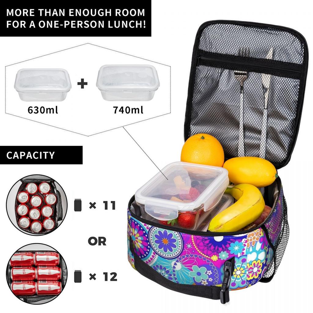 Colorful Bohemian Pattern Insulated Lunch Bag for Women Children Portable Food Boxes Thermal Lunch Box Tote
