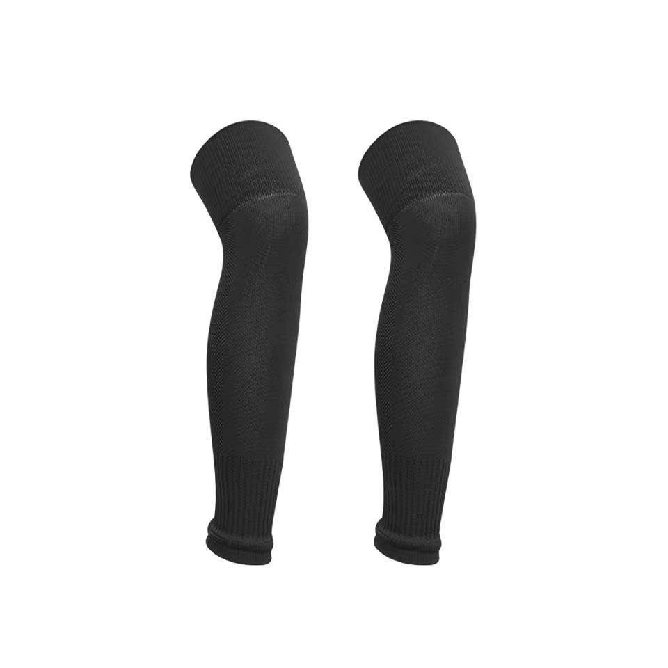 1 Paar Ademende Voetbal Scheenbeschermers Sokken Knie Over Kuit Lange Sok voor Volwassenen Kinderen Voetbal Sport Scheenbescherming M black