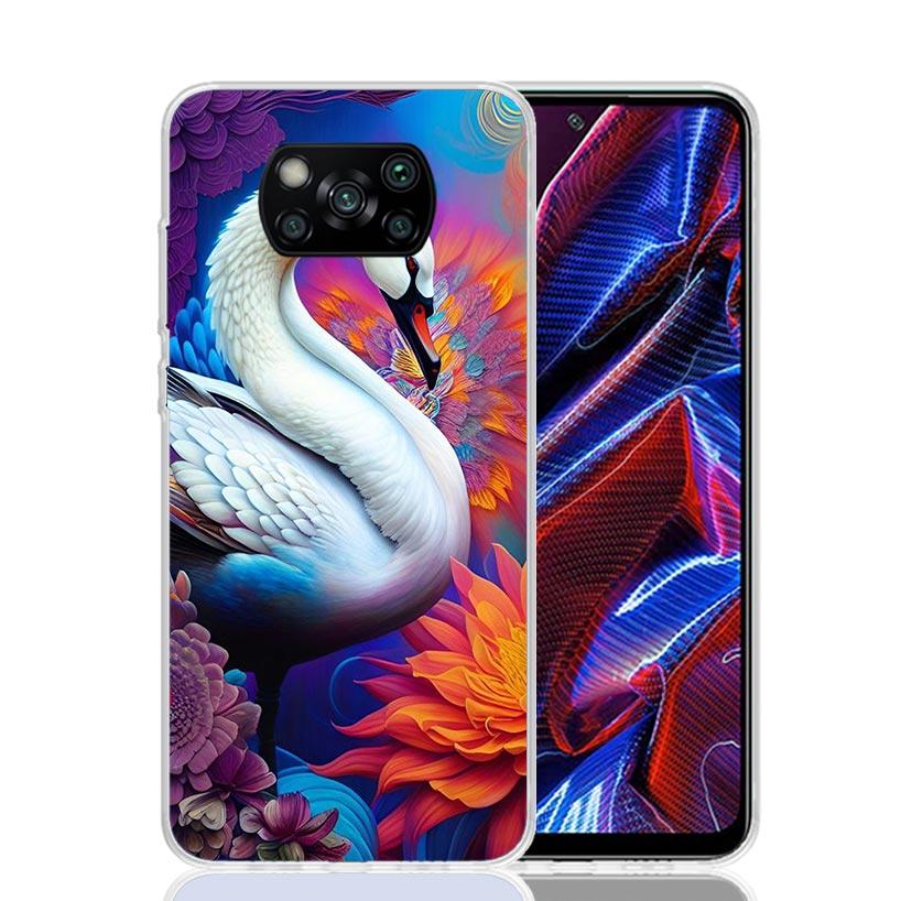 Black Swan Noble Phone Case For Xiaomi Poco X7 X6 X5 Pro F7 Ultra Redmi 15C 15 13 13C 12 12C 10 10A 10C 9 9A 9C 9T Cover Poco X7