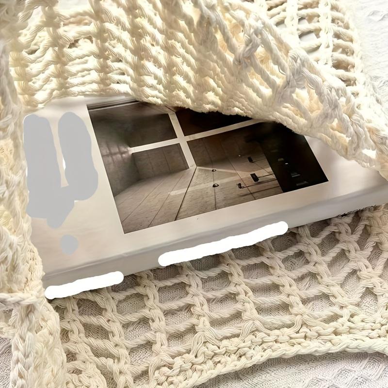 Elegant Summer Durable Beach Shoulder Bag - Minimalist Hollow Knit Solid Color With Stylish Wristlet Ideal For Holidays