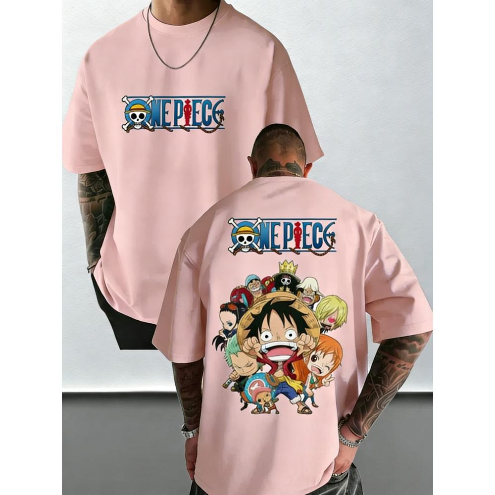 Plus Size One Piece Summer Anime Printed Men and Women Tshirt Casual Parent Child Top Fashion Harajuku Style Street Wear Y2K