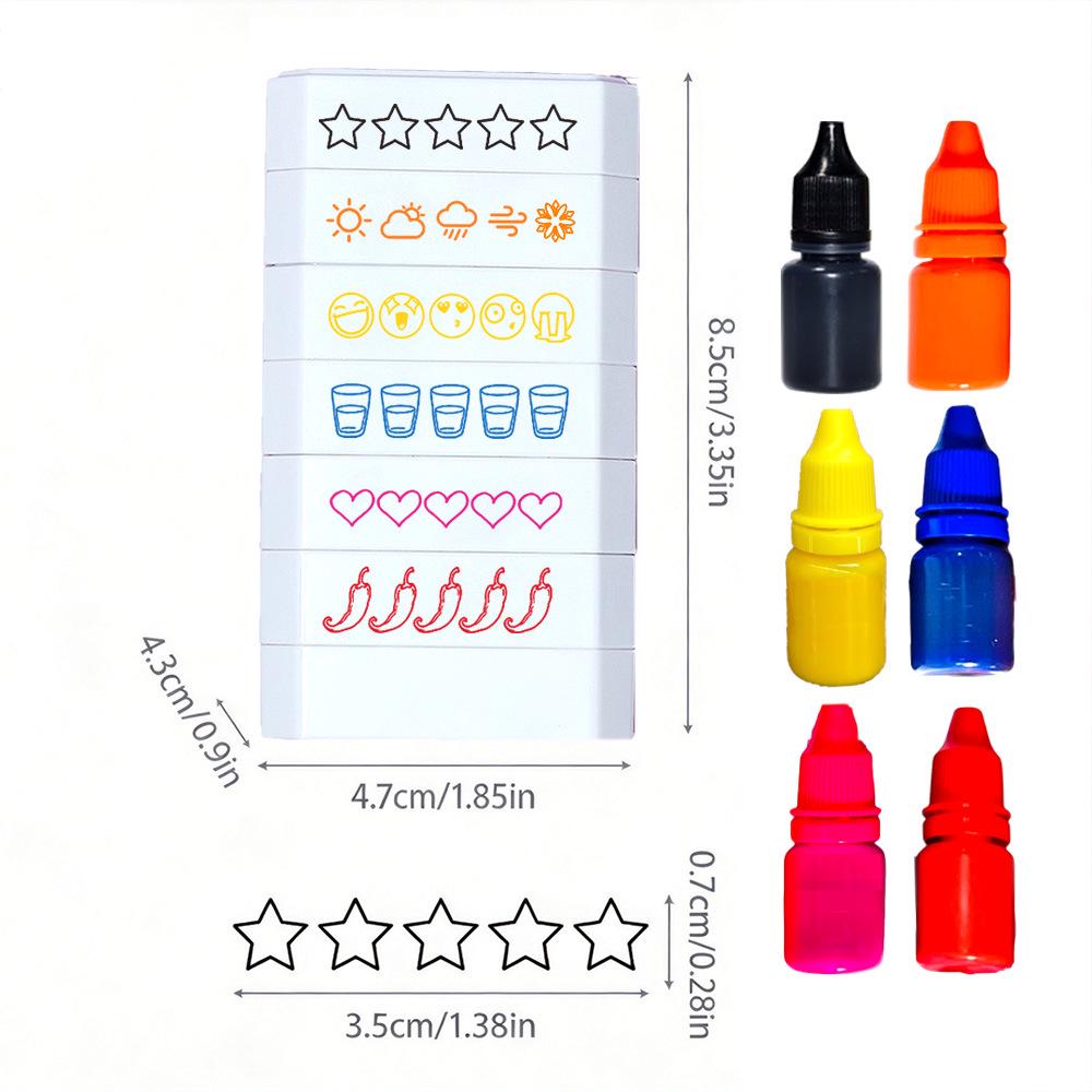 6-in-1 Teacher's Multi-Layer Stamp: Building Blocks, Scoring, Weather, Drinking Water, Encouragement