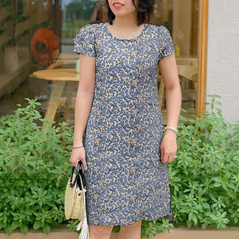 

ZANZEA Летнее повседневное женское платье с коротким рукавом и принтом 5XL