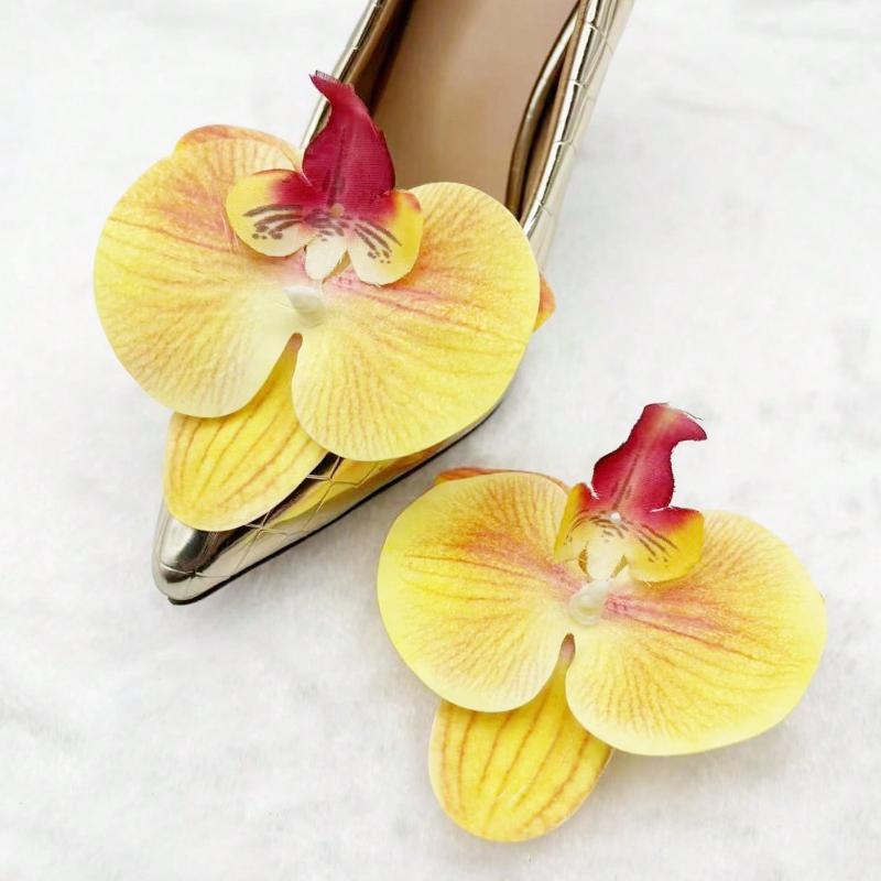 2pcs Colorful Lifelike 3D Orchid Flower Cluster Exaggerated Shoe Clips With Metal Clips, Removable Shoe/Clothing DIY Decorations