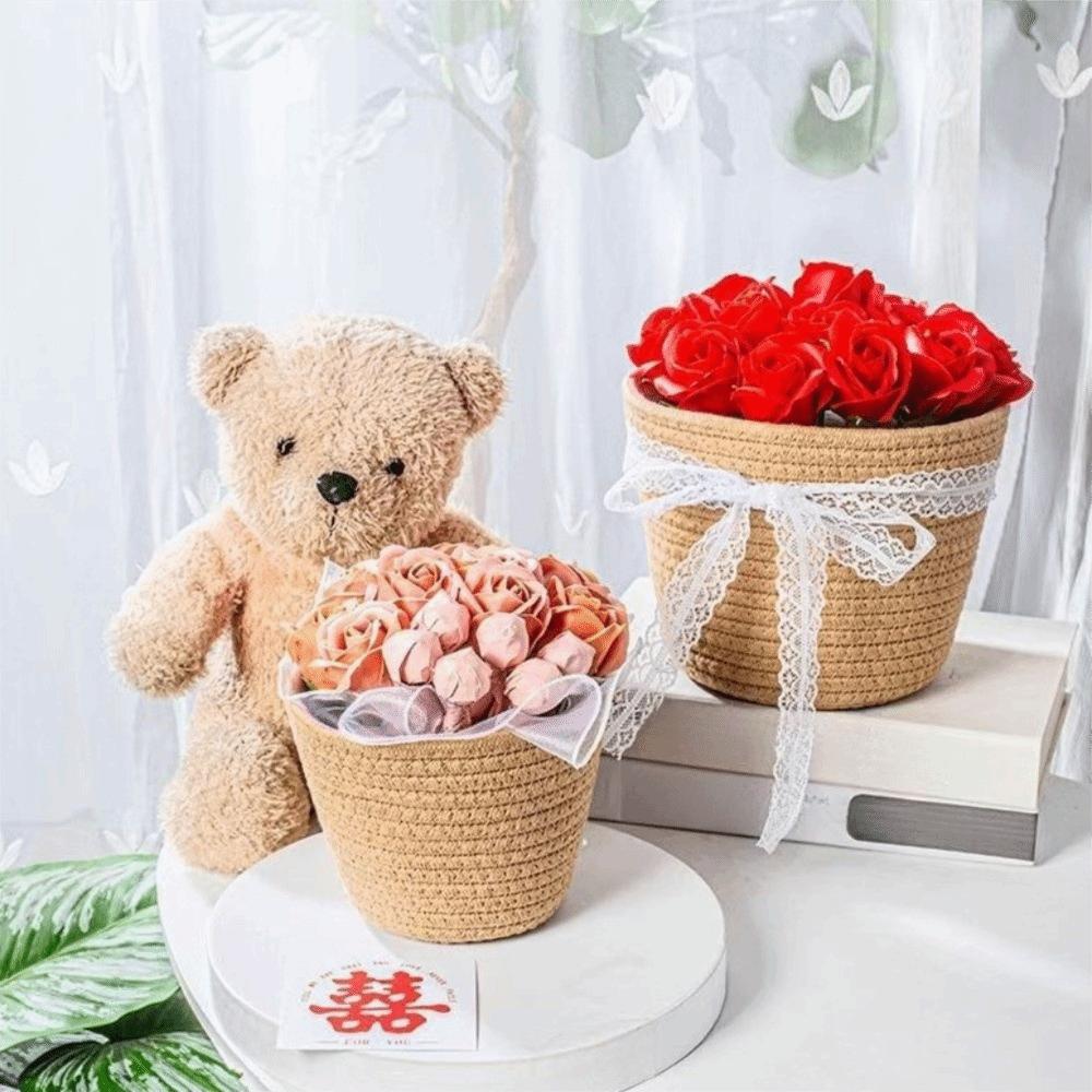 Modern Flower Pot Basket Handmade Woven Flowerpot Weaving Planter  for Sundries Gifts Flowers