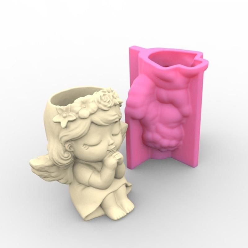 Flower Pot Silicone Mold Concrete Cement Plant Pot Mold Flowerpot Epoxy Resin Mould Makeup Brush Holder Organizer Mold