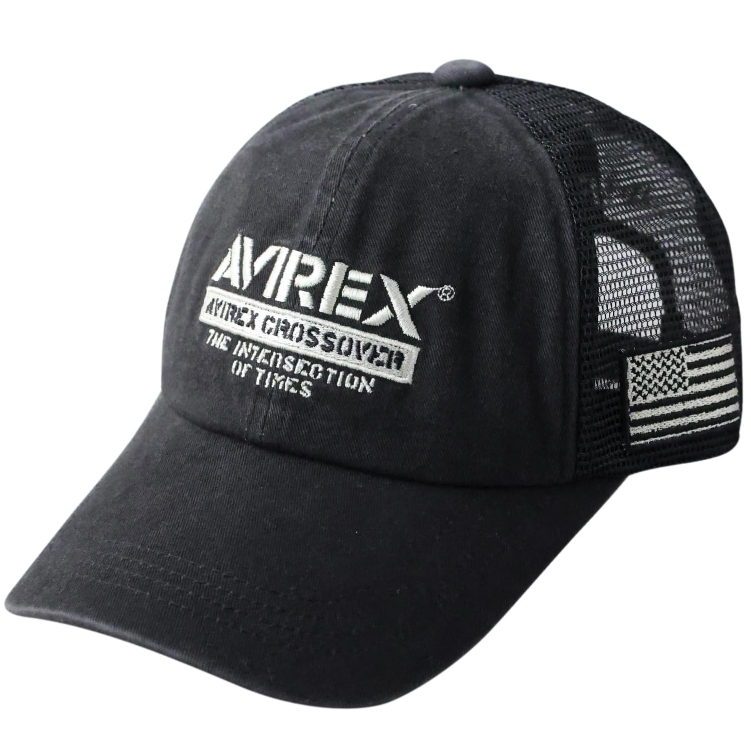 

Пигментная сетчатая низкопрофильная кепка сетчатая кепка бейсболка шляпа 6-панельная кепка хлопковая кепка кепка поло полная кепка CROSS Черный M [Avirex] Мужская