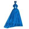 Sanya Seaside Holiday Wear Sexy Open Back Scheming Hollow-out Halter Dress Women's Pleated Long Pleated Skirt