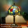Lampada da tavolo a LED in stile Tiffany Luci decorative mediterranee retrò Paralume in vetro colorato E27Per comodino, camera da letto, luce, caffè