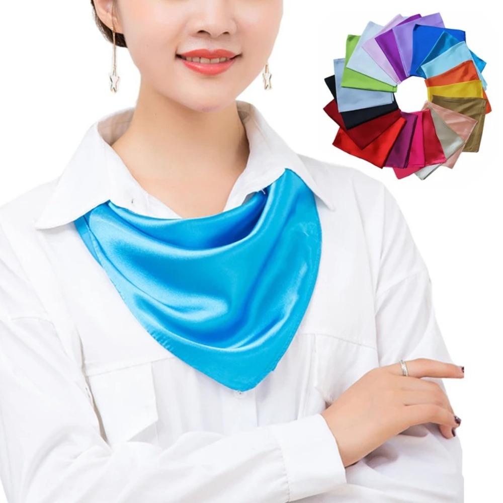 60*60cm Silk Scarf Imitation Silk Satin Square Scarf Luxurious Small Square Satin  Workers