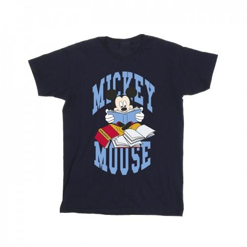 Disney Mens Mickey Mouse Reading Books Cotton T-Shirt