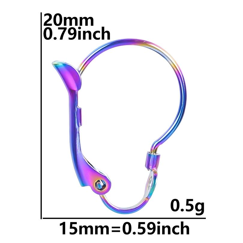 50pcs/Lot Rainbow Ear Hooks For Jewelry Making Earrings Ear Piercing Hoop Stainless Steel Jewelry Findings Wholesale Components