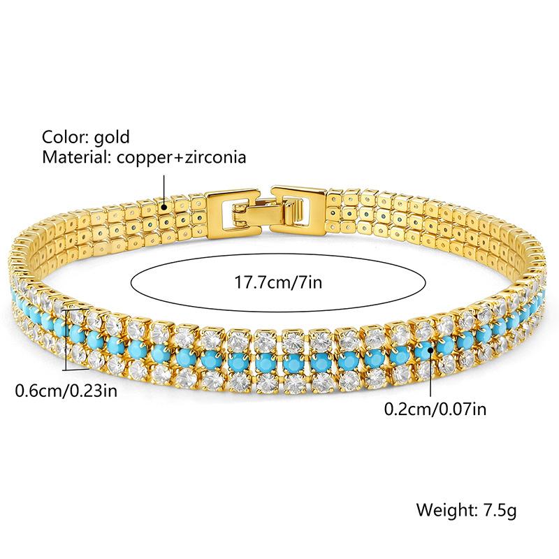 Chain European and American Double-row Tennis Chain Bracelet Men's and Women's Fashion Three-row Full Diamond Jewelry