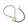 Vintage Irregular Metal Rose Round Label Adjustable Rope Chain Western Cowboy Style Necklace Women Personalized Jewelry