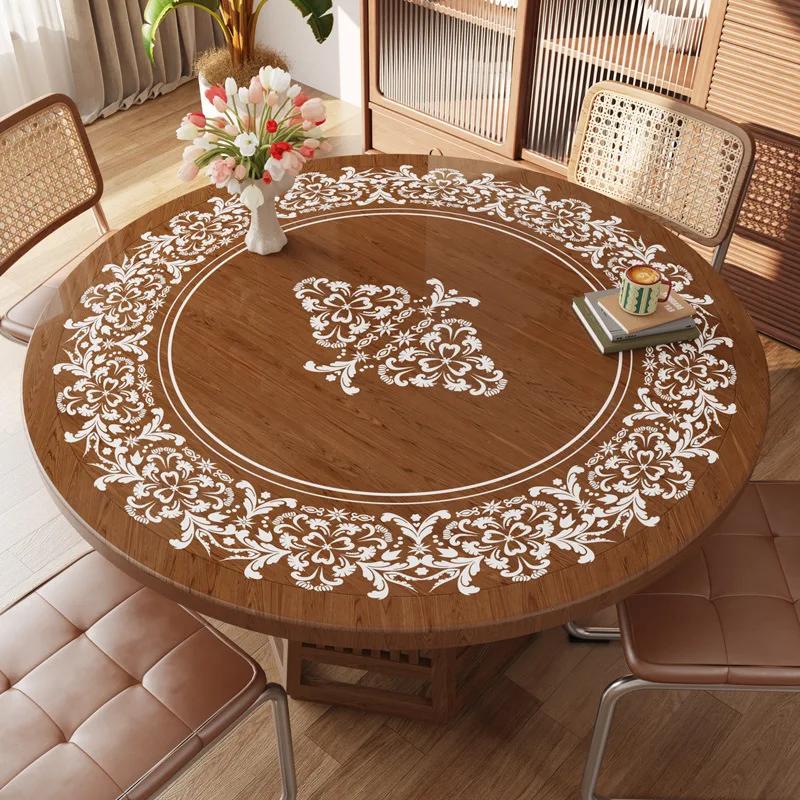 

Lace Table Mat, Transparent Soft Round Table Mat No Cleaning Waterproof Oil Resistant, Heat Insulating Heat Resistant Decoration 60X60cm