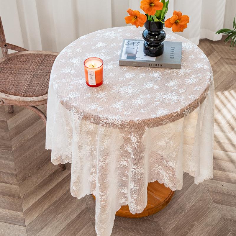 Wave Lace Hollow Tablecloth French Pastoral Piano Dust Cover Cloth Vintage Art Restaurant Decorative Cover for Home Parties Taplak Meja Cutwork