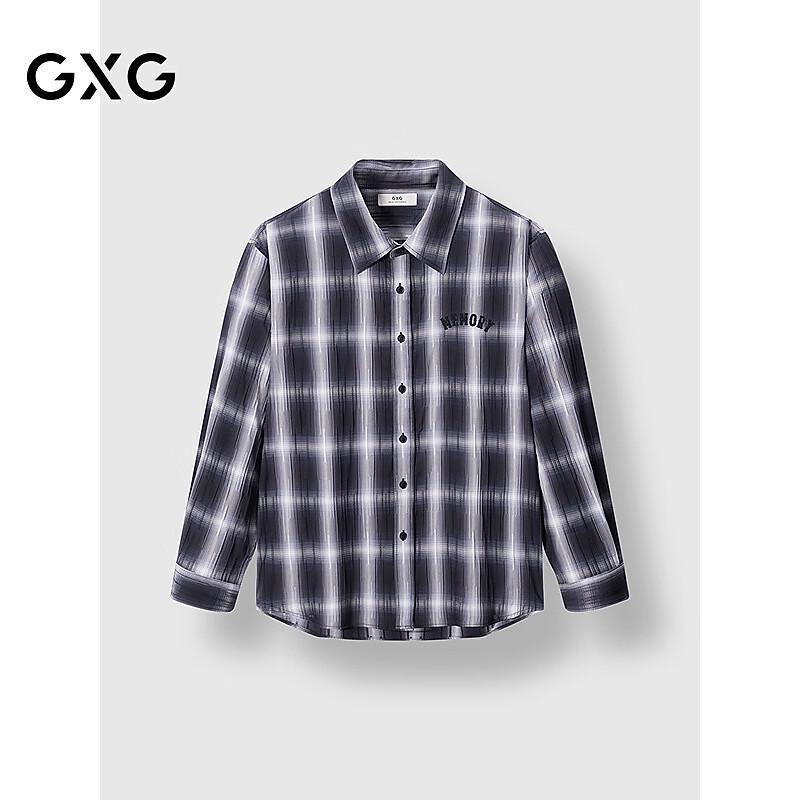 GXG Men s Plaid Embroidered Loose Long-Sleeve Shirt XL