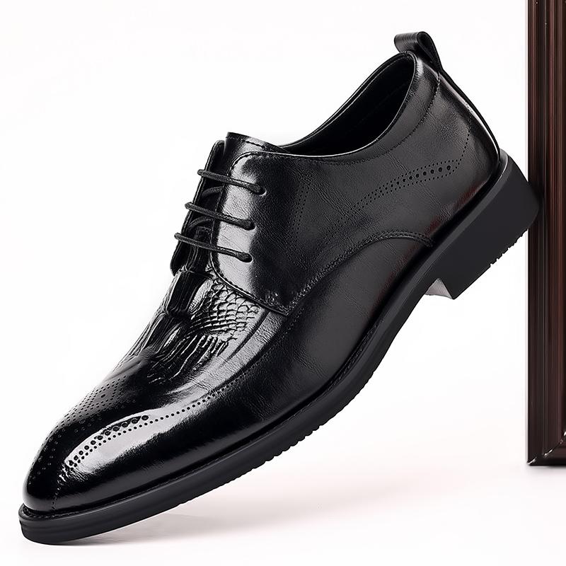 FashionMen's High Quality Leather Shoes Black Soft Leather Soft Bottom Spring And Autumn Best Man Men's Business Formal Wear