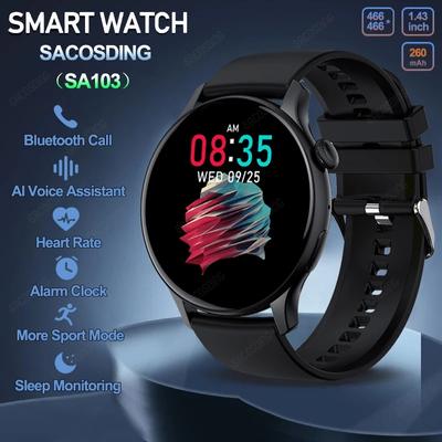 SACOSDING SA103 Smart Watch Women 466*466 AMOLED Always On Display Clock Bluetooth Call Voice Control Fitness Smartwatch Men+Box