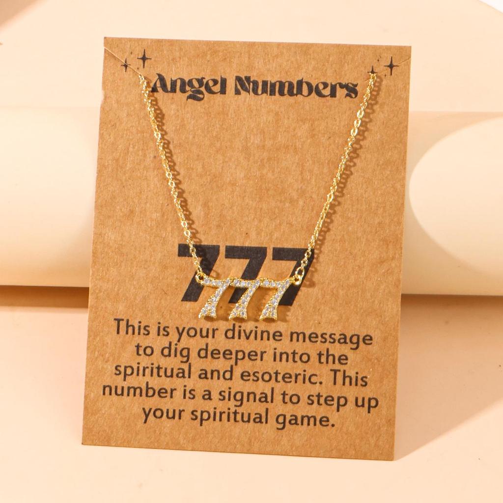 Gold 777 Diamond-Inlaid Necklace for Women - Versatile Clavicle Chain Pendant Jewelry