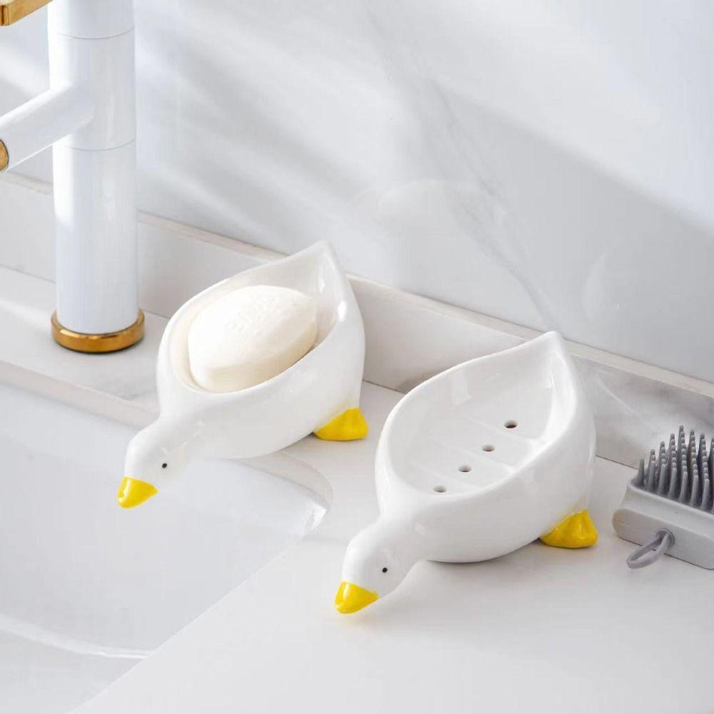 Storage Tray Soap Box Yellow Duck Shape Soap  Holders Creative Soap Dishes  Kitchen