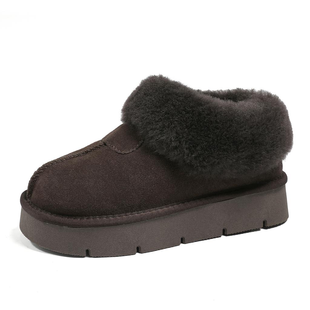 Extra Thick-soled Leather Snow Boots for Women's Winter New Velvet Thickened Northeast Non-slip Versatile Cotton Shoes for Women