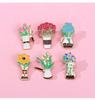 Potted Plant Pins Decorative Backpack Decor Enamel Pin Unique Flower Pins For Girls Accessories Clothing