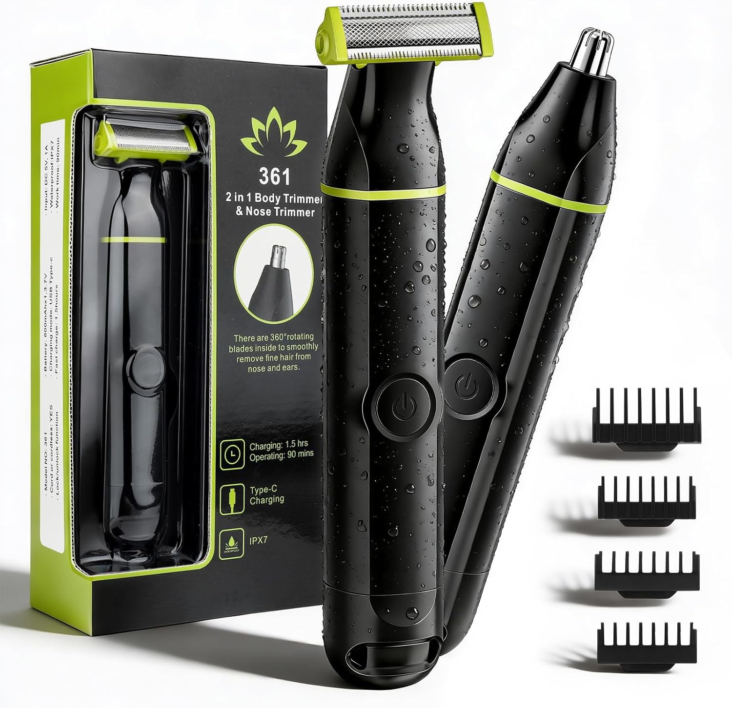 

1 Men s Grooming Kit, Cordless Rechargeable Beard Trimmer, Waterproof Electric Razor for Nose Ear Body Hair United States