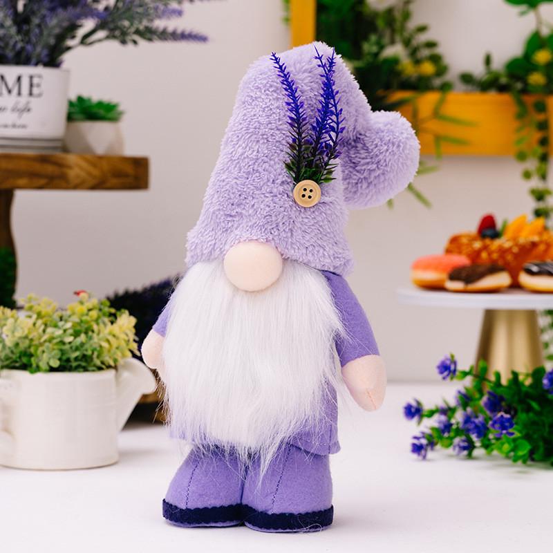 Elegante Lavendel-Lila Wichtel Tischdeko Figur für Muttertagsfeierlichkeiten aus Polyestermaterial