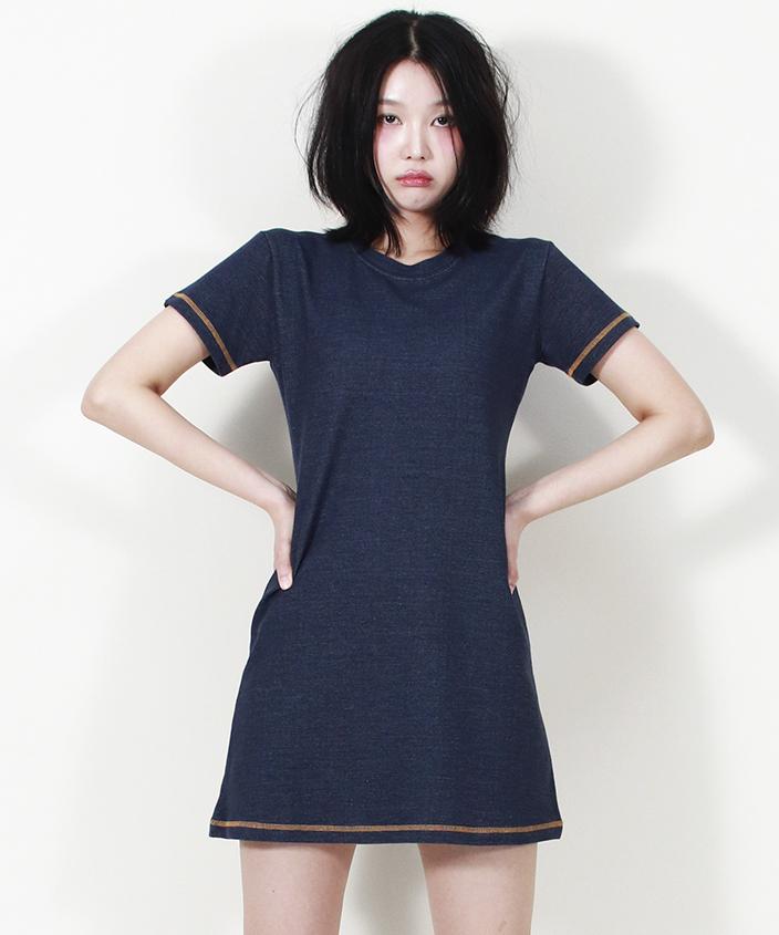 Deumakeu Girly Chic Stitch Mini Dress Navy