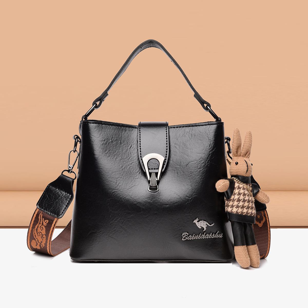 

2024 Ретро Мода Жіноча Сумка-Відро Кросбоді - Універсальна Осінньо-Зимова Сумка з Текстурою Without pendant чорний