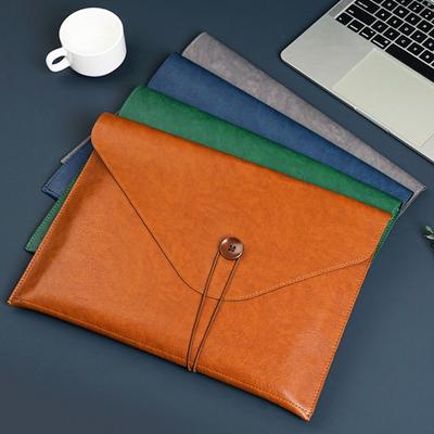 With Button Leather A4 Document Bag Business Document Handbag Notebook Case File Folder  School