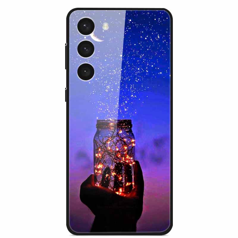 Tempered Glass Case For Samsung S23 Plus 5G Cover Galaxy S 23 Space Hard Back Coque For Samsung S23 Ultra S23+ Bumpers Funda Cat